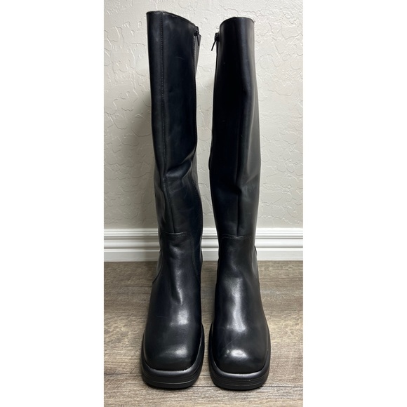 NEW STEVE MADDEN Fanatik Chunnky Heel boots Black Vegan Leather Size 10 - Picture 3 of 11